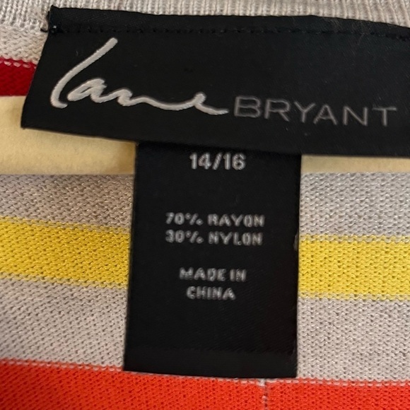 Lane Bryant V-Neck Striped Sweater Gray w/Pink,Red,Orange Stripes Sz 14/16 - Picture 9 of 9